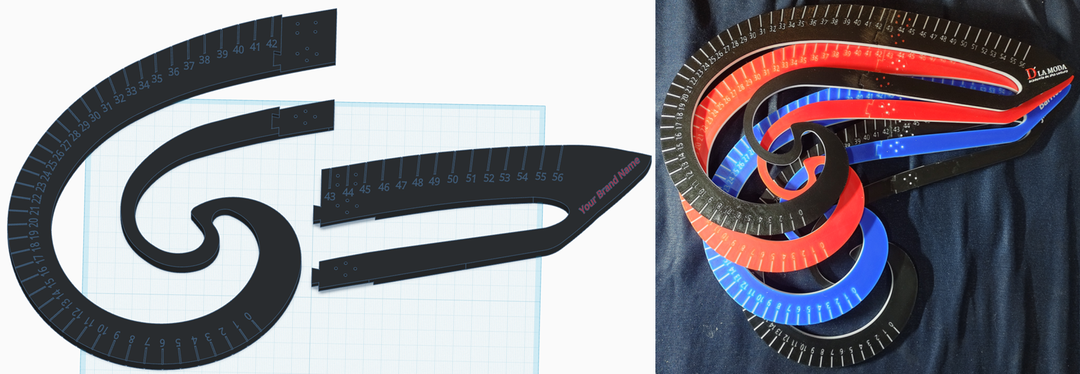 Scaled 2in1 French Curve ruler
